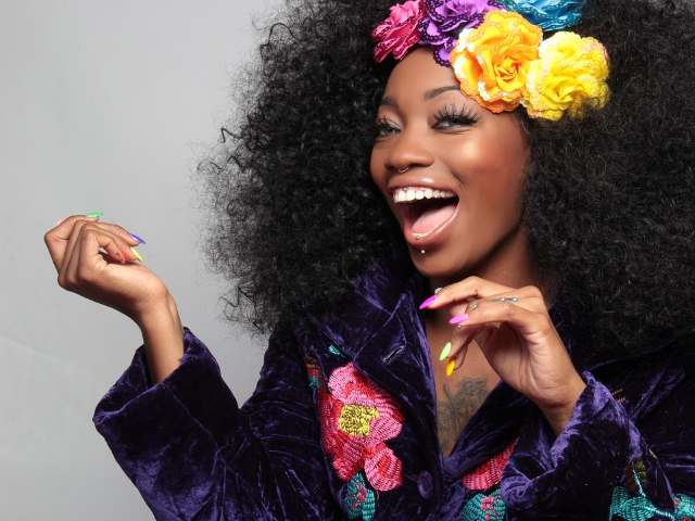 Beautiful woman with afro