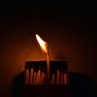 A match aflame